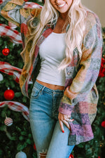 Multicolor Brushed Checked Western Buttoned Jacket