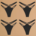 4Pcs Cotton Double Thin Belts Underwear for Women Sexy Low Waist Striped Thongs Ladies Soild Panties Breathable Lingerie