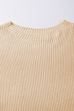 Apricot Short Sleeve Side Slit Oversized Sweater