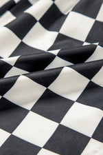 Black Checkered Print High Waist Casual Shorts