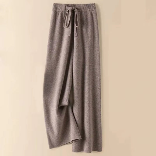 Thick Warm Knitted Casual Chic Basic Soft Elastic High Waist Women'S Pants Korean Fashion Straight Ankle-Length Pants for Women
