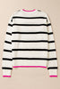 Striped Round Neck Drop Shoulder Sweater