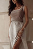 Contrast Edge Scoop Neck Wide Strap Knit Tank