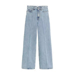 LUXURY Cotton Jeans Set for Women 2025 Spring Casual Versatile Long Sleeve Shirt, High Waist Straight Leg Pants