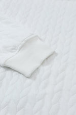 White XOXO Glitter Chenille Cable Knit Pullover Sweatshirt