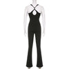 Women Sexy Jumpsuits Hollow Out Backless Sleeveless Solid Rompers Casual Bodycon Streetwear Sporty Overall Black Summer