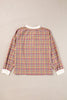 Mulit-Color Plaid Round Neck Long Sleeve Blouse