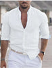Men's Long Sleeve Shirt With Button Casual Solid Color Tops For Spring Autumn