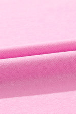 Pink Sequin Patchwork Long Sleeve Pullover Top