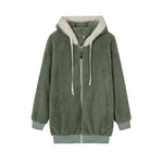 New Style Autumn and Winter Loose Plush Zipper Hooded Jacket Woman