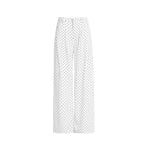 White Polka Dot Lyocell Jeans Female Pleated Design Baggy Straight Trousers