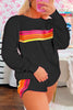 Bonbon Striped Accent Pullover and Shorts Two Piece Casual Set
