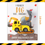 Valentines Day Gifts for Kids-24 Pack Valentines Cards with Construction Vehicles Toys Car for Kids Classroom Exchange Cards for Toddlers Girls Boys School Party Favors