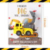 Valentines Day Gifts for Kids-24 Pack Valentines Cards with Construction Vehicles Toys Car for Kids Classroom Exchange Cards for Toddlers Girls Boys School Party Favors