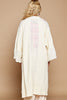 POL Flower Lace Trim Open Front Longline Cardigan