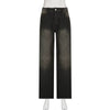 Low Waist Jeans for Women Goth Y2K Style Baggy Jeans Punk New Jeans Wide Leg Denim Pants Kpop Casual Loose Streetwear