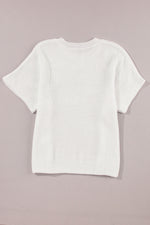 White Flower Embroidery Sweater Tee