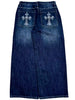 European and American Vintage Wash Do Old Jeans Men Y2K Street Fashion Pocket Cross Embroidery Wide Leg Pants Punk Trend Pants