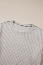 Khaki Ribbed Knit V Neck Slouchy Two-piece Outfit