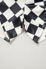 Black Checkered Print High Waist Casual Shorts