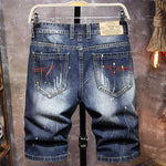 Summer Men'S Jeans Trend Beggar Quarter Pants Ripped Denim Shorts Loose Straight Painted