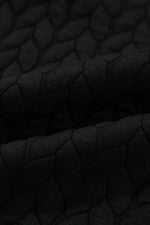 Rose Red Cable Textured Puff Sleeve Sweatshirt