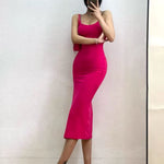 2024 New Sexy Sleeveless Slim Long Dress Women Party Club High Split Spaghetti Strap Dresses Woman Bodycon Dress Female