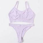 Women Seamless Bra Set High Cut Thong Panties Female Sexy Lingerie Wire Free Brassiere Unlined Comfort Sexy Underwear Set