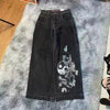 Hip Hop Fashion Brand Straight Jeans Loose Wide Leg Cropped Pants