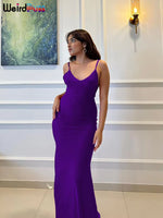 Sexy Backless Women Evening Maxi Dress Folds V-Neck Sleeveless Coquette Elegant Mermaid Matching Banquet Prom Bodycon