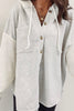 Gray Button Up Contrast Knitted Sleeves Hooded Jacket
