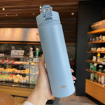 550/750ML Water Bottle with Straw Tyeso Vacuum Insulated Flask Thermal Cup Tumbler 304 Stainless Steel Coffee Thermos