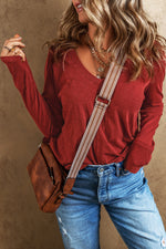 Red Sequined Heart Printed Sleeves Valentine Fashion Top