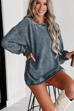 Gray Valentine Sequin XOXO Corded Crew Neck Sweatshirt