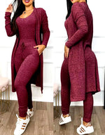 Autumn Women'S New Drawstring Pocket Design Jumpsuit & Coat Set Temperament Commuting Women Fashion Suit Sets Two Piece Outfits