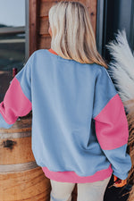 Blossom Colorblock Patchwork Drop Shoulder Sweatshirt