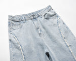 Ripped Frayed Stitching Baggy Pants Jeans
