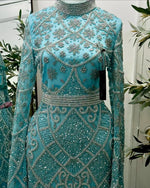 Customized Sparking Prom Dress High-Neck Crystal White Gem Stones Luxury Fully Gown Mermaid Maxi Skirt Formal Ball