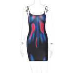 Women's Fashion Personality Print Halter Slim Package Hip Dress