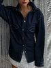 Fashion Retro Casual Women'S Denim Shirt Spring New Solid Loose Lace up Blouses Women Turndown Collar Single Breasted Shirts