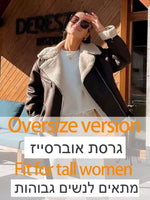 Fashion Winter Warm Faux Fur Jacket Women Long Sleeve Moto Biker Zipper Jackets Coat Female Autumn Casual Lapel Coat