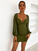 Women's Fashion V-neck Solid Color Mesh Dress