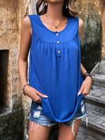 Button Detail Round Neck Tank