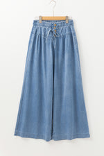 Beau Blue Mineral Wash Button Fly Waist Wide Leg Jeans