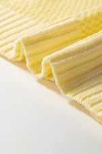 Yellow Solid Color Hollowed Knit Round Neck Sweater Vest