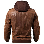 Men'S Real Leather Jacket Men Motorcycle Removable Hood Winter Coat Men Warm Genuine Leather Jackets
