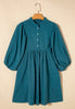 Corduroy Quarter Snap Three-Quarter Sleeve Dress
