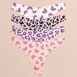 4Pcs Ultra Soft Underwear for Women Sexy Graphic Print Seamless Thongs Female Stretch Leopard G Strings Comfort Lingerie