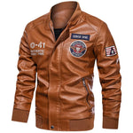Spring and Autumn Men'S Motorcycle Suit Leather Jacket Color Blocking American Baseball Collar Pilot Casual PU Leather Jacket