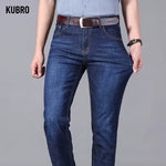 Men'S Jeans Summer Thin Pants Straight Blue Jean Baggy Casual Work Denim Pant High Elasticity Wide Leg Business Male